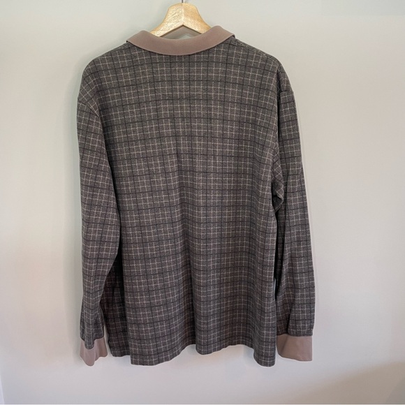 LANDS' END Men's Long Sleeve Supima Cotton Polo Shirt, size XL 46-48, Grey Check - Picture 4 of 5